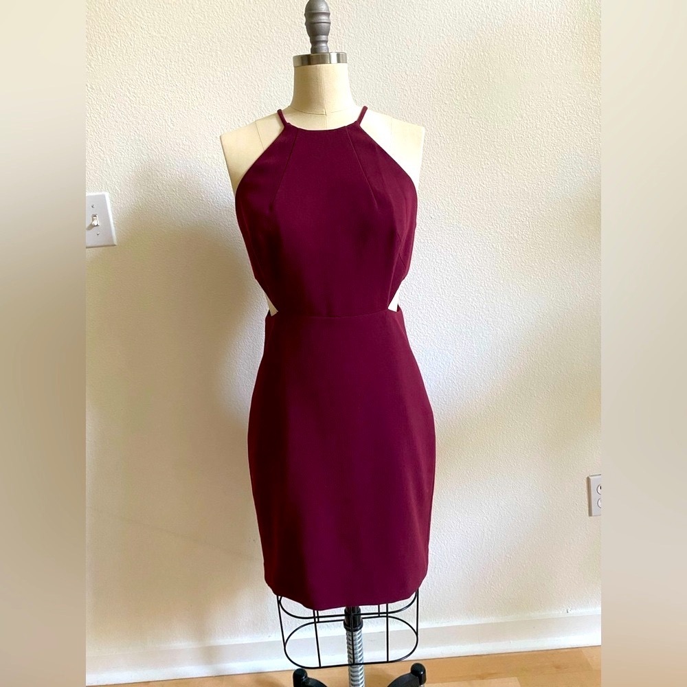 Intermix wine colored cut-out mini dress